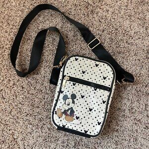 Disney Black and Cream Mickey Mouse Polka Dot Crossbody Bag
